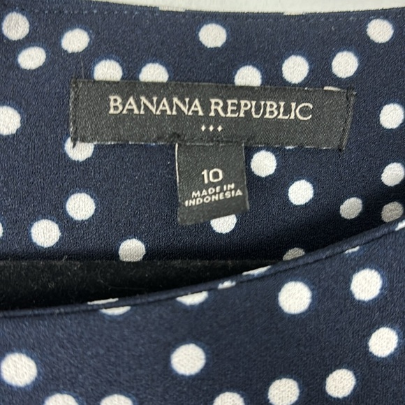 BANANA REPUBLIC size 10 polka dot navy and white - Picture 3 of 4